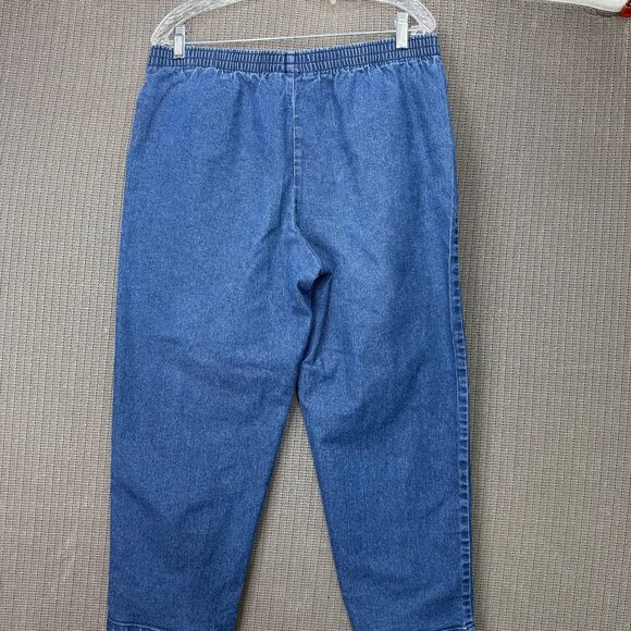 Hasting & Smith Petite Womens PL Blue Elastic Waist Denim Capri Pants Pockets - Picture 2 of 7